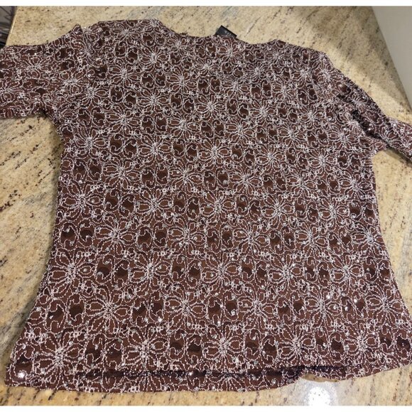 Lot of 4 j.t.b. Sz M Floral Stretch Evening Top Sparkle Holiday 3/4 Sleeve - Picture 13 of 16